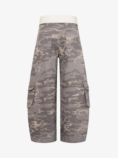 Contrast Waist Camo Cargo Pants