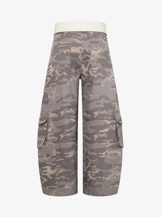 Contrast Waist Camo Cargo Pants