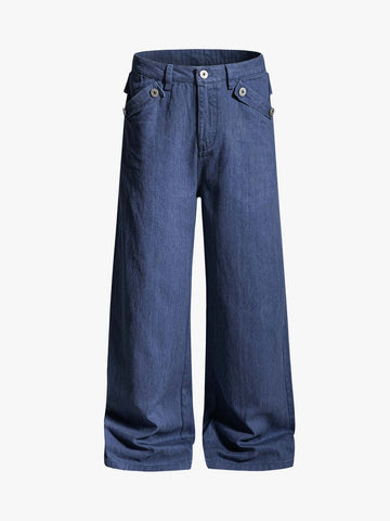 Cross Buckle Strap Wide Leg Pants