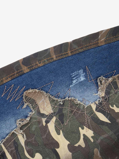 Camo Panel Embroidered Jeans