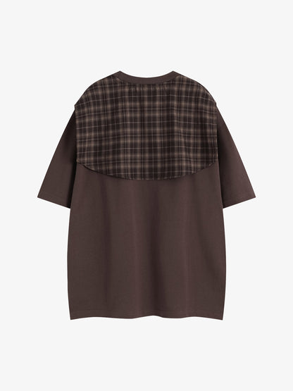 Street Style Retro Patchwork Plaid Tee