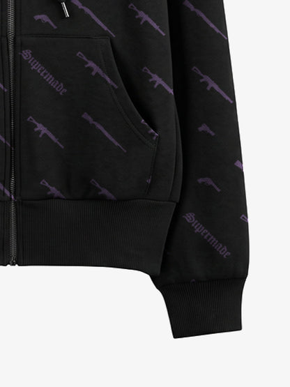 Full Print Tactical Gun Zip Up Hoodie