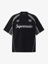 Cotton Blend Oversized Sport T-Shirt with Contrast Panels and Logo Print 