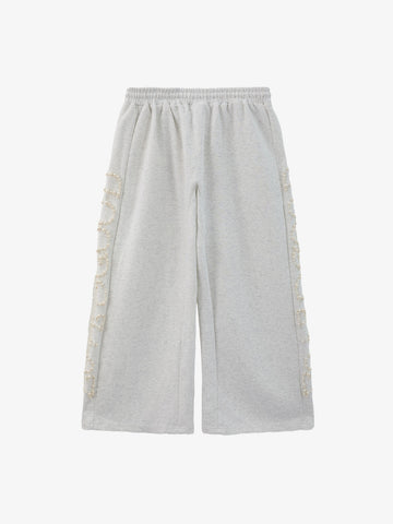 Pearl Embellished Wide-Leg Sweatpants 