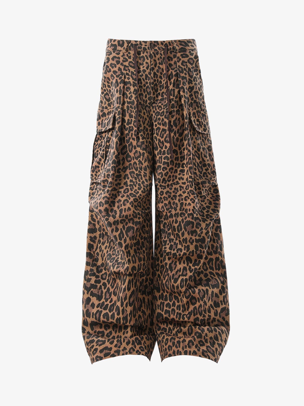 Retro Leopard Print Pleated Pocket Casual Pants 