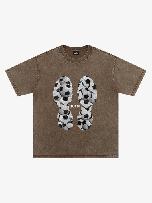Soccer Ball Footprint Graphic T-Shirt 