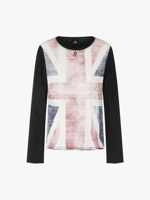 Flag Graffiti Distressed Long Sleeve T-Shirt