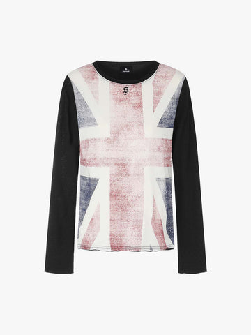 Flag Graffiti Distressed Long Sleeve T-Shirt