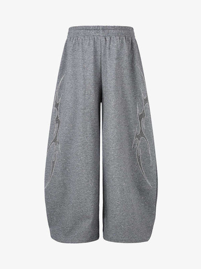 Thorn Graphic Rhinestone Baggy Sweatpants