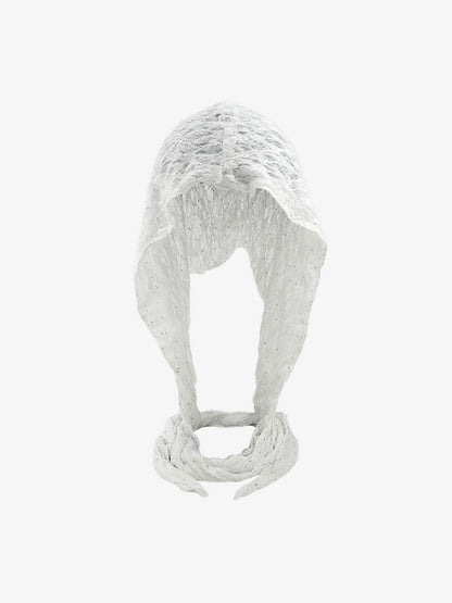 Vintage Lace Hollow Crochet Long Strap Headscarf Hat 