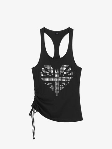 Studded Heart Rhinestone Tank Top