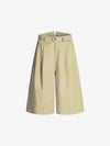 Cotton Pleated Wide Leg Jorts 