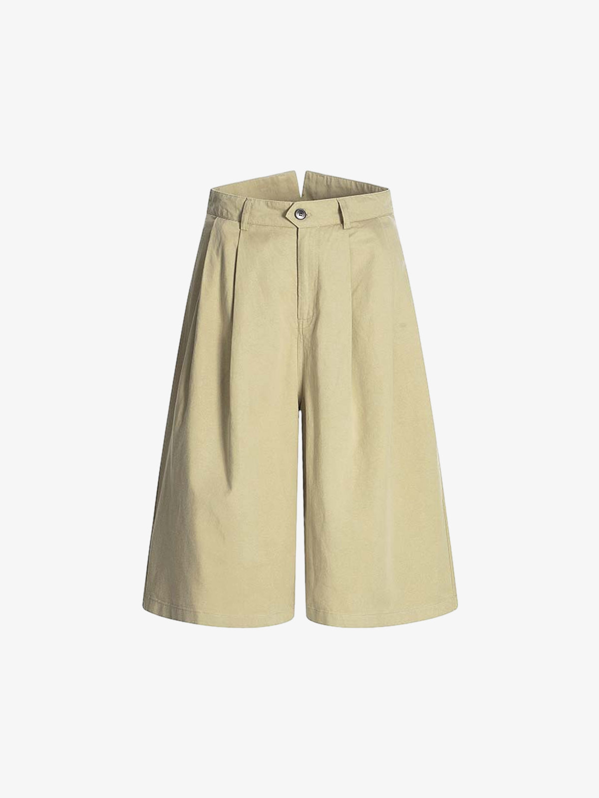 Cotton Pleated Wide Leg Jorts 