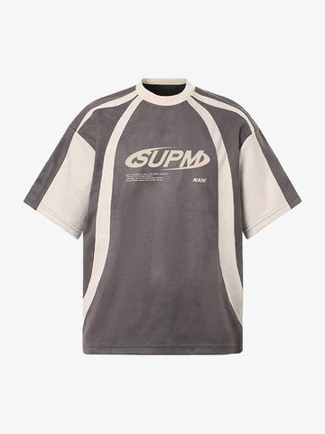 Jersey Deconstructed Contrast Color Stitching Print T-shirt - 2407 