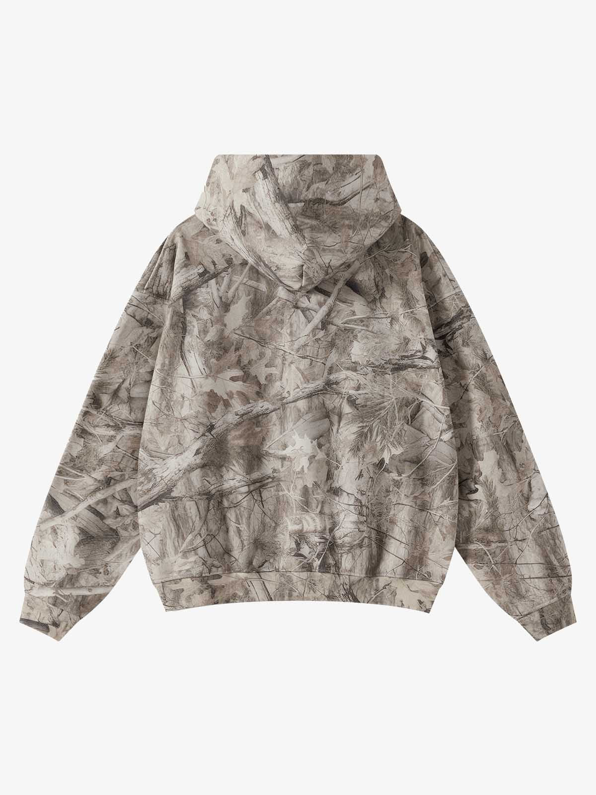 Camouflage Fleece-Lined Hoodie – Oversized Pullover Streetwear Sweatshirt
