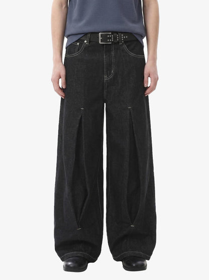 Pleated Supermade Graphic Print Wide Leg Pants 