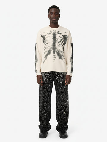 Skeleton Graphic Waffle Sweatshirt - 2495
