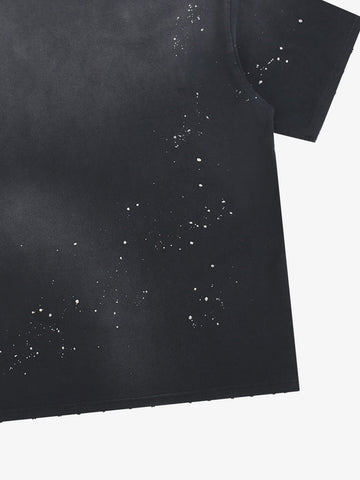 Graffiti Skull Graphic Paint Splatter Tee