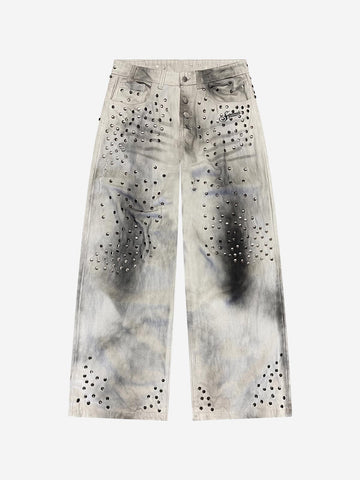Scorpion Studded Acid Wash Jeans