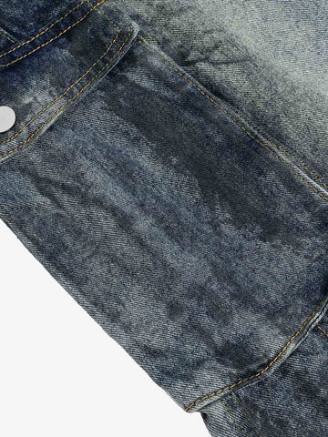Grunge Wash Cargo Denim Shorts