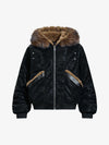 Retro Detachable Faux Fur Collar Suede Fleece Hoodie Jacket 