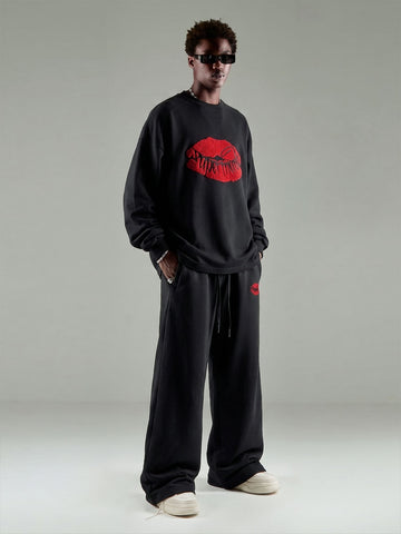 Two-Tone Embroidered Sweatshirt Set