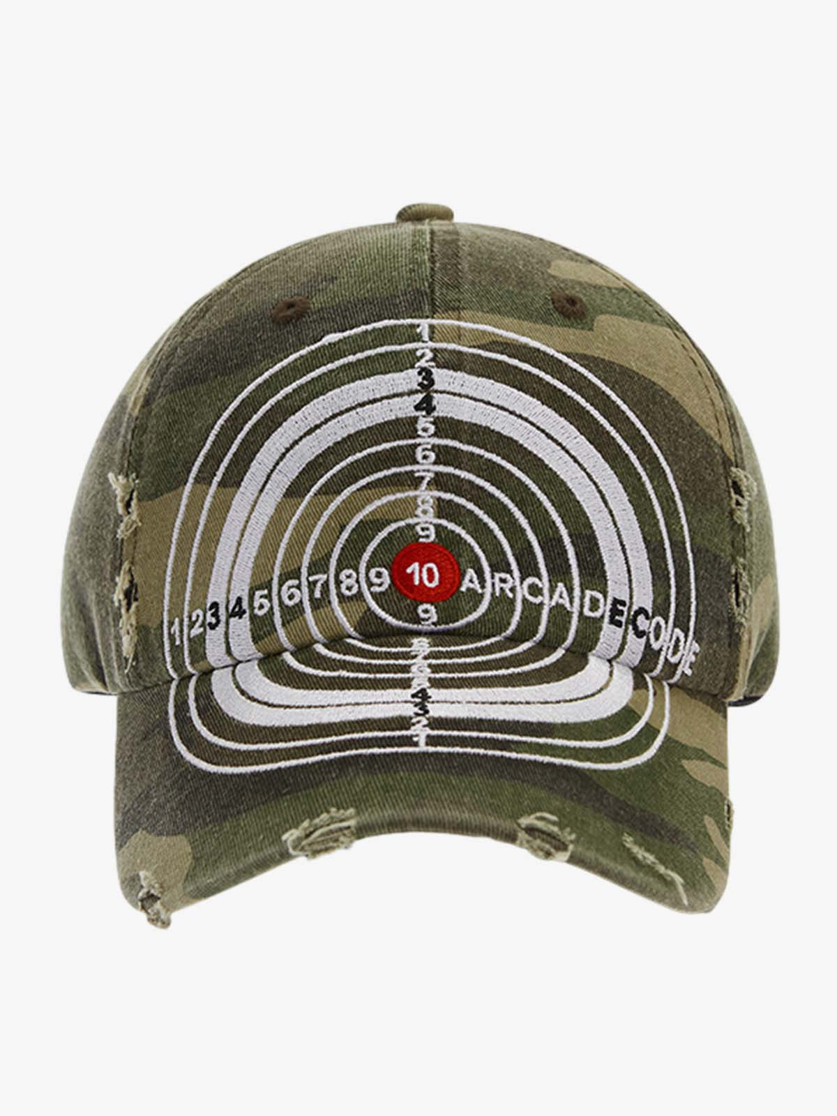 Distressed Camo Target Pattern Cap