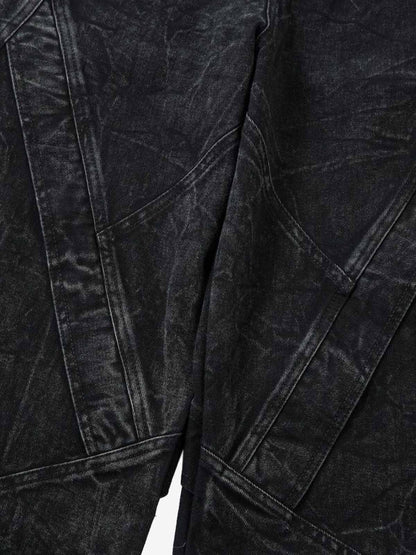 High Street Functional Structured Design Tie-Dye Baggy Jeans 
