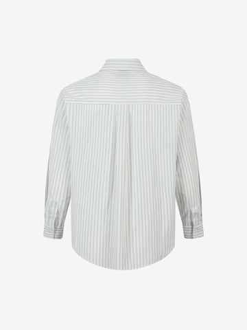 Striped Puppy Graphic Cotton Linen Shirt 