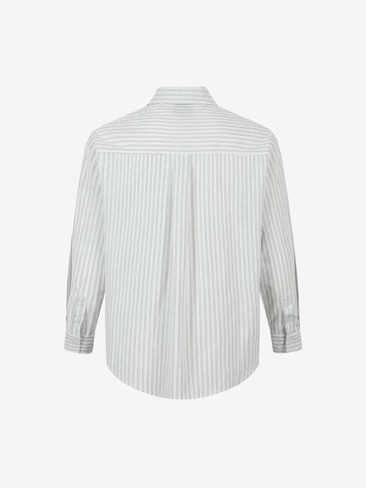Striped Puppy Graphic Cotton Linen Shirt 