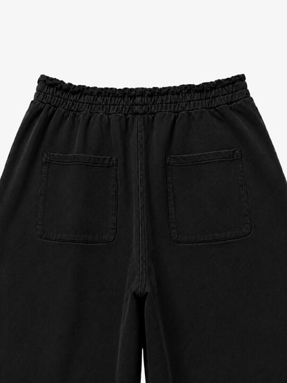 Contrast Stitching Distressed Wide-Leg Sweatpants