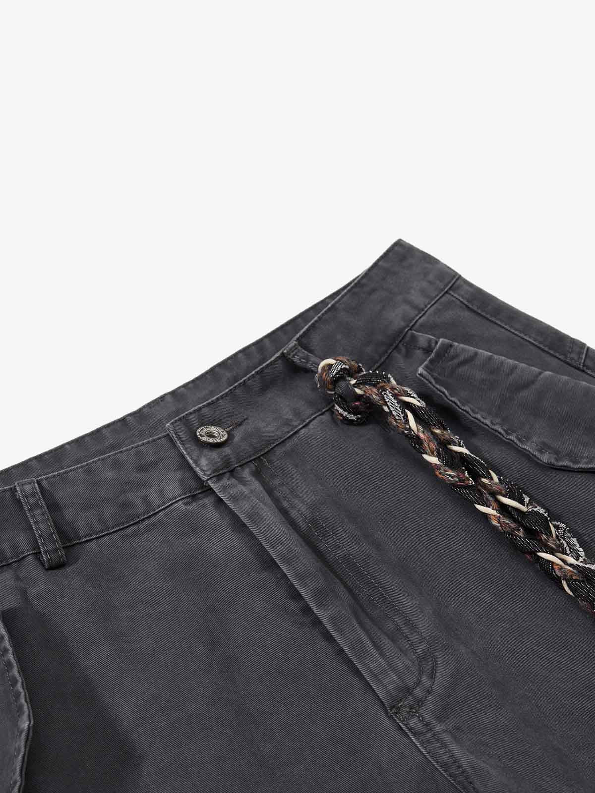 Washed Cargo Webbing Barrel Pants 