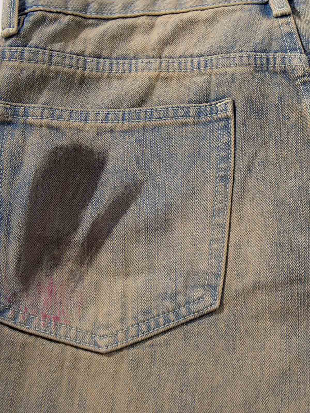 Retro Washed Brushstroke Baggy Jeans 