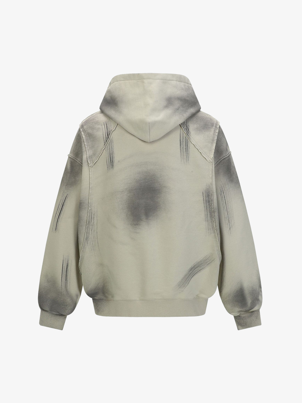 Hip-Hop Wasteland Ink-Dyed Raw Edge Hoodie 