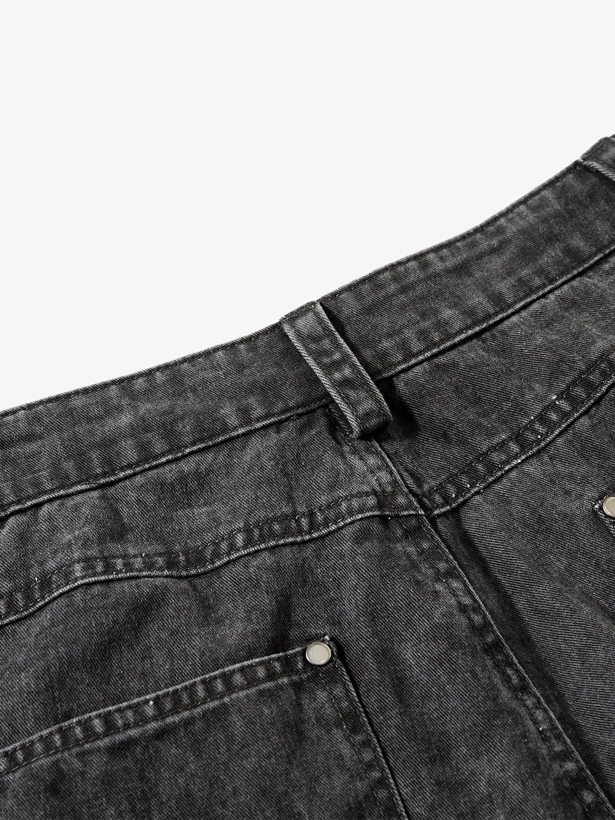 Washed Cotton Multi-Pocket Ruched Cargo Pants 