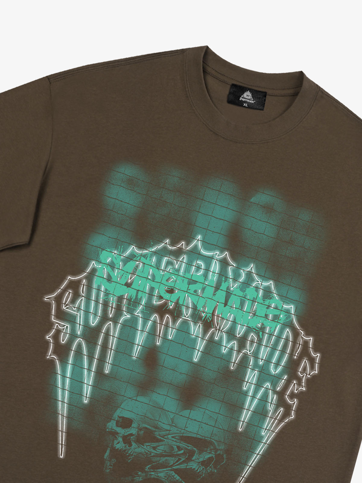Dark Grid Skull Graphic T-Shirt 
