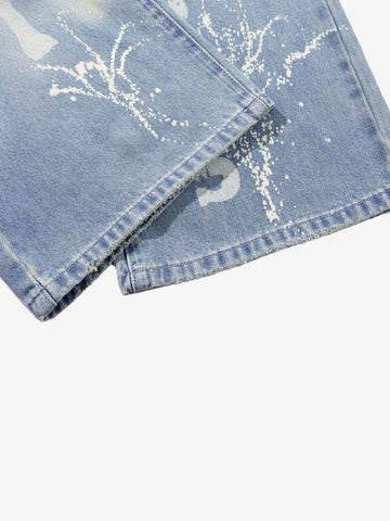 Tie-Dye Distressed Wide Leg Jeans 