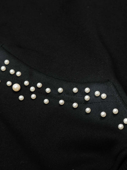 Graffiti Pearl Embellished Cropped Hoodie