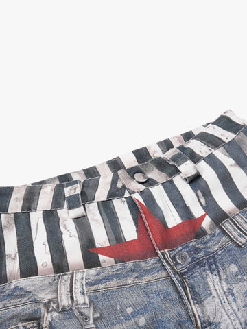 3D Double Waist Curved Jeans
