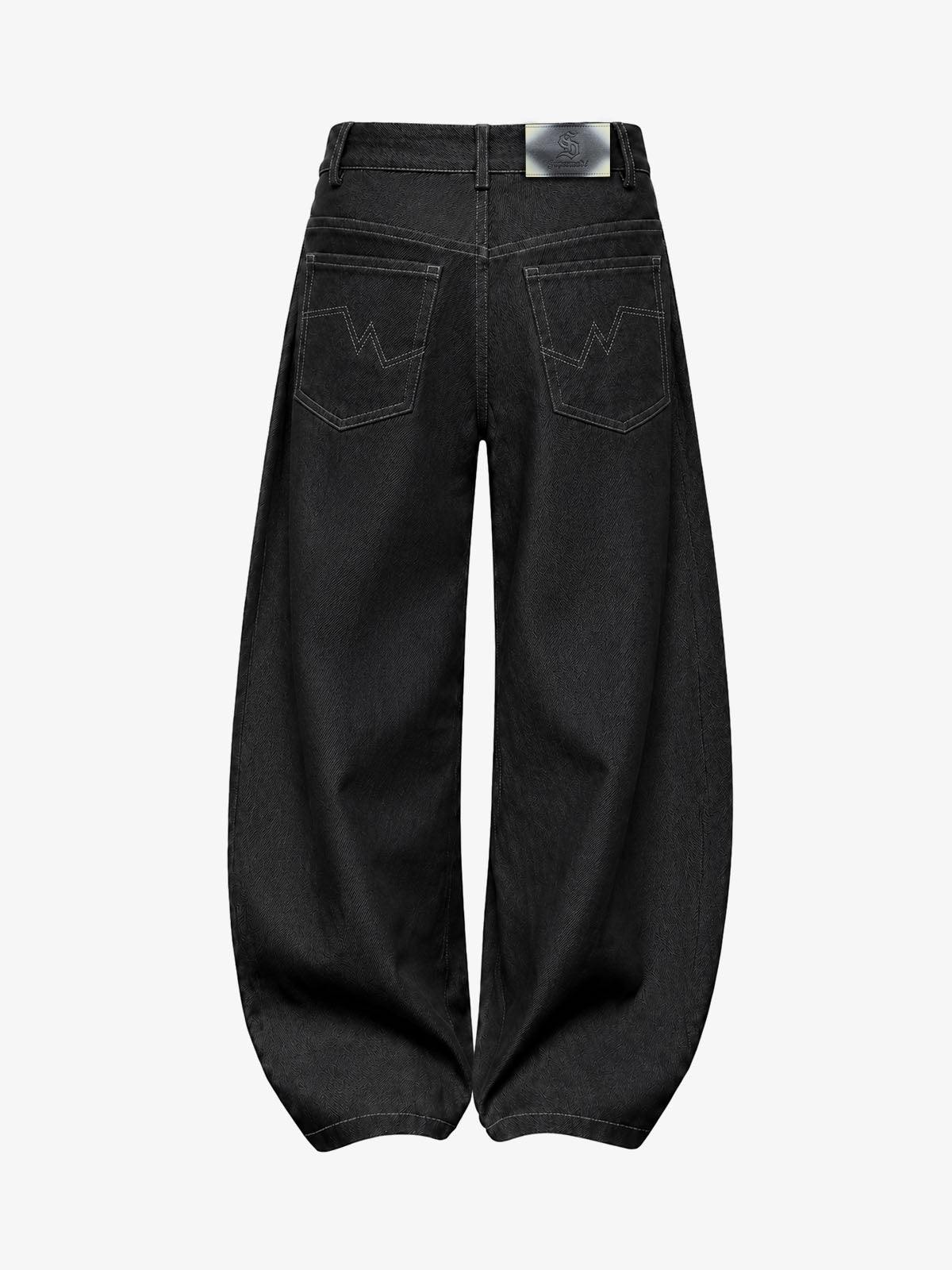 Black Curved Blade Jeans with Star Rivets