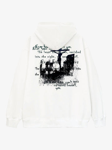 Metallic Script Letter Cross Graphic Hoodie 