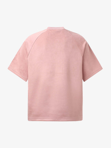 Suede Panel Embroidered Logo Short Sleeve T-Shirt 
