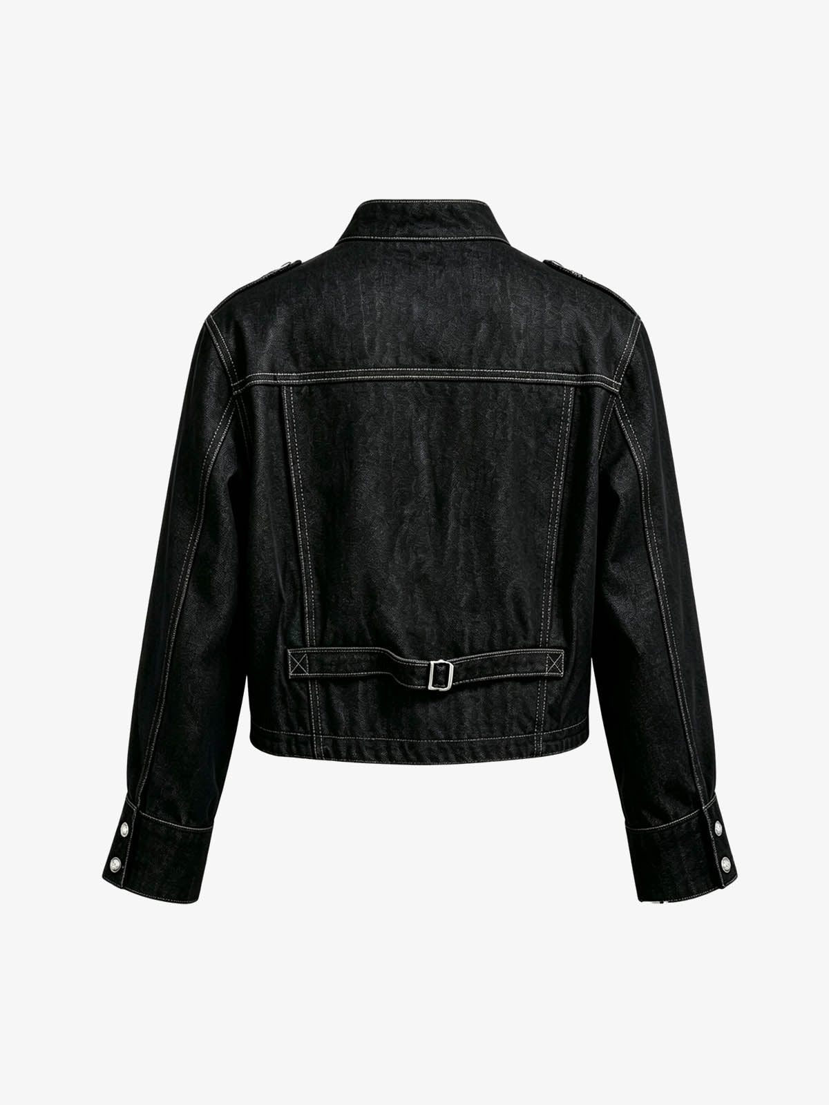 Vintage Silver Button Military Denim Jacket