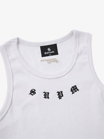 Ribbed Cotton Blend Tank Top – Graphic Print Sleeveless Streetwear