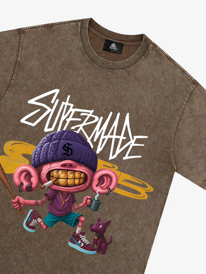 Thesupermade Cartoon Graffiti Trendy Weird Kid T-Shirt 