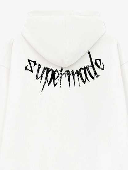 Gothic Devil Graphic Washed Hoodie 