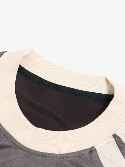 Jersey Deconstructed Contrast Color Stitching Print T-shirt - 2407 
