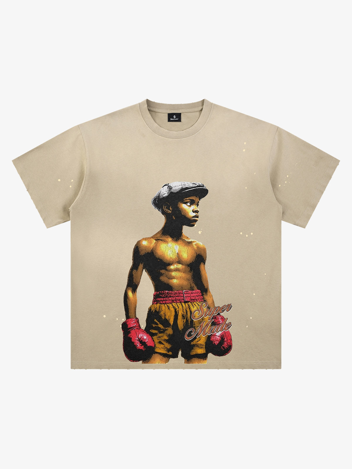 Black Oversized Graphic T-Shirt – 100% Cotton Distressed Boxing Print Streetwear Tee