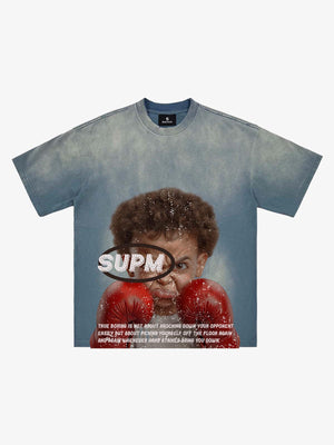 Pink Washed Boxing Graphic Tee