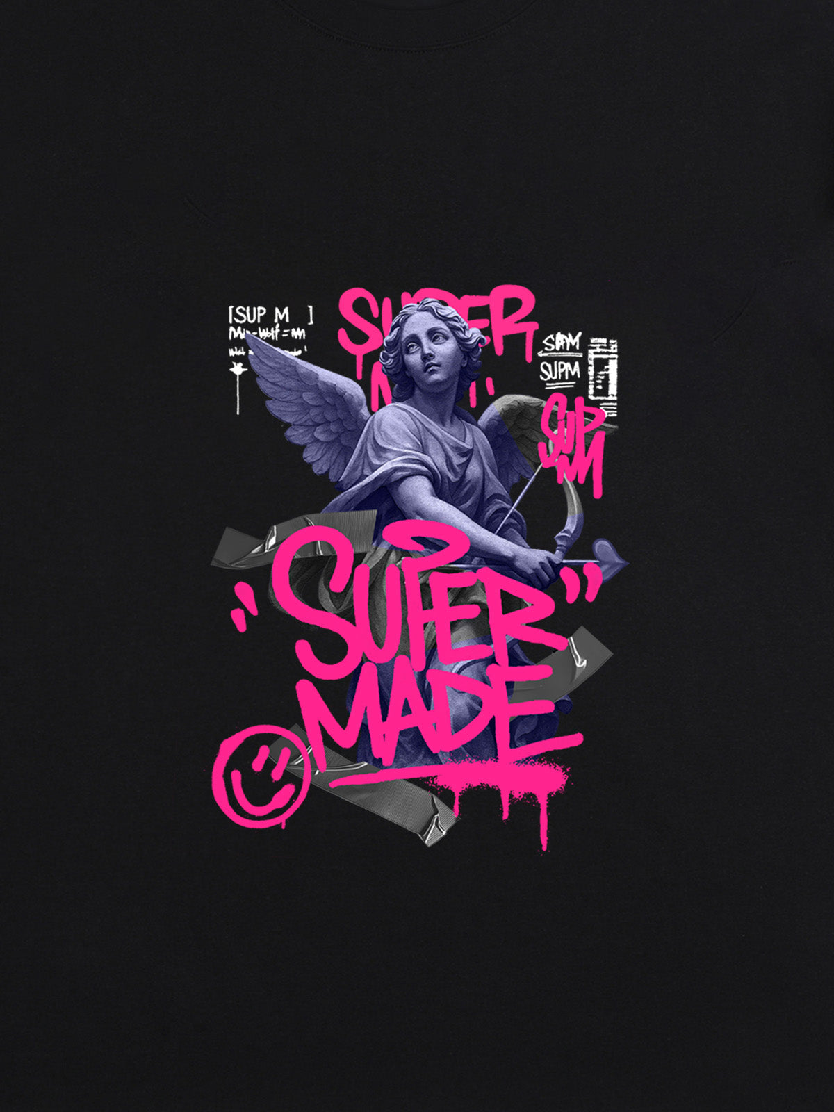 Street Pink Lucky Angel Graphic Design T-Shirt 